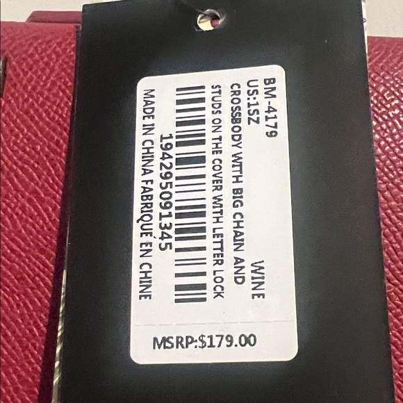 Badgley Mischka Dark Red Studded Satchel - Picture 3 of 4